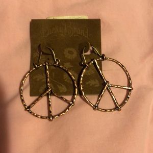 Lucky copper peace sign earrings